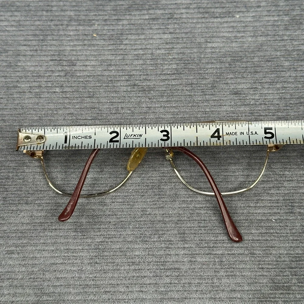 18KGP Red Enamel Geometric Aviator Y2k Eyeglass Frames Clarte 803 52-14-135